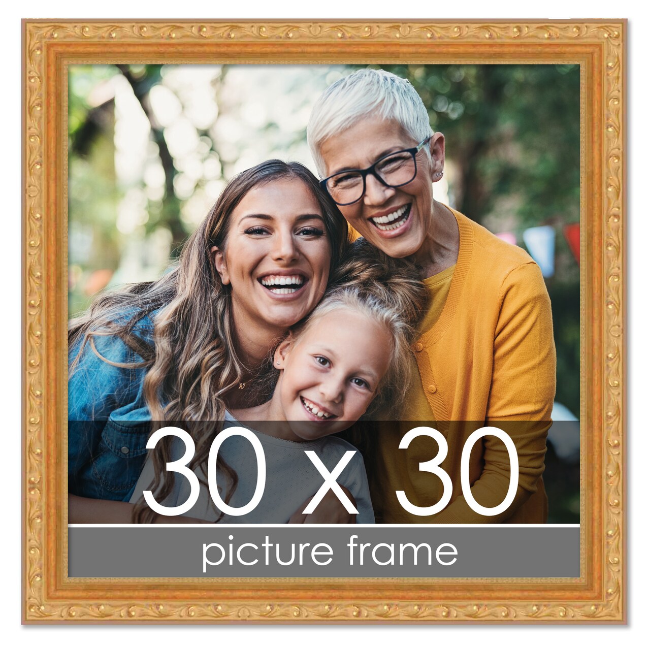 30x30 Museum-Quality Picture Frame with UV-Resistant Acrylic & Acid-Free Backing, Available in 4 Finishes - Gold, Silver, Bronze, and Black